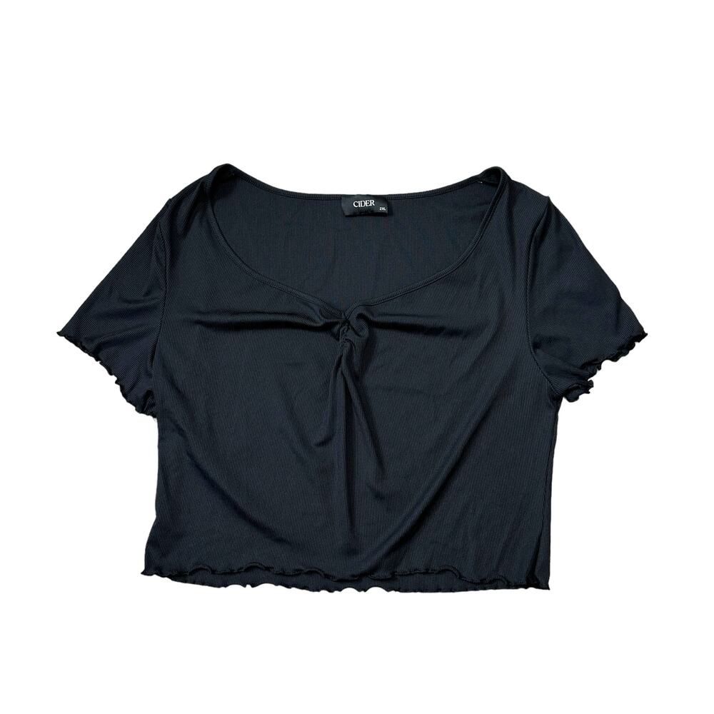 Cider Black Short Ribbed Top With V Neck New Without Tags 2XL